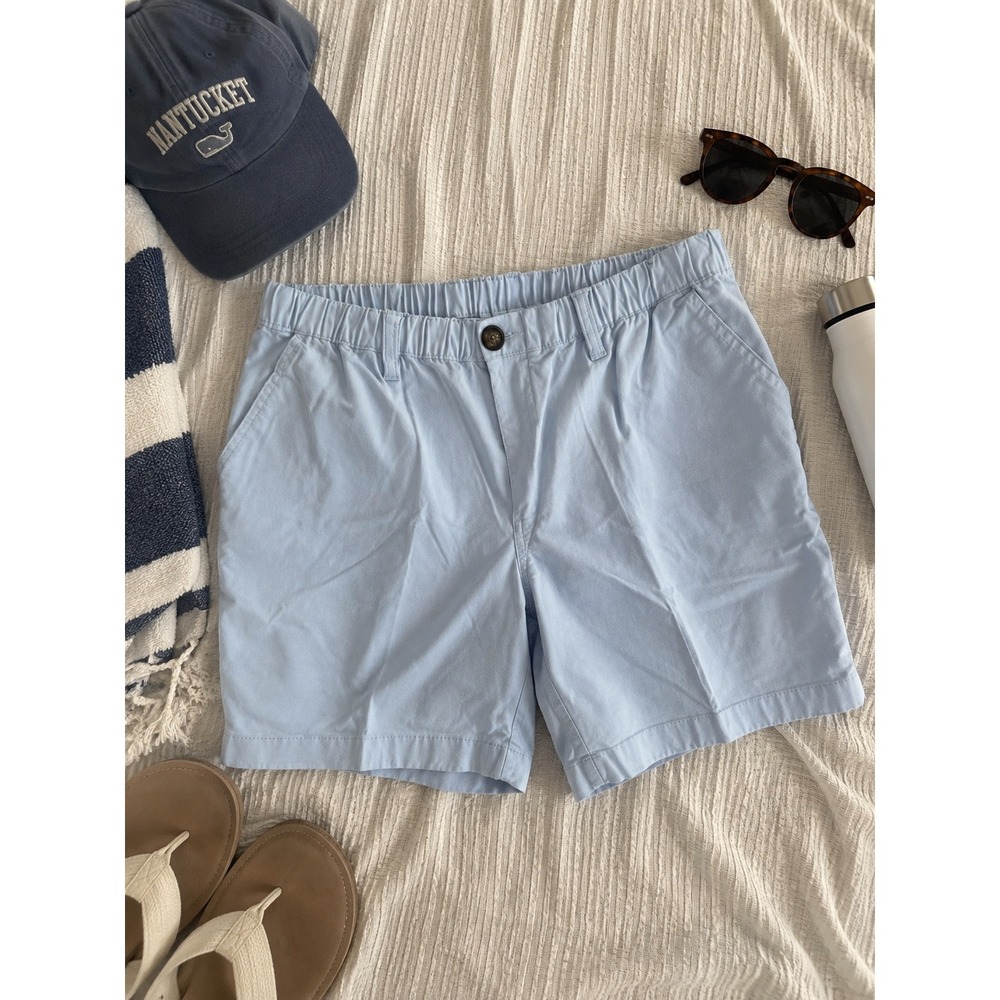 Chubbies Women Light Blue Elastic Waist Casual Shorts 7 Inch Inseam